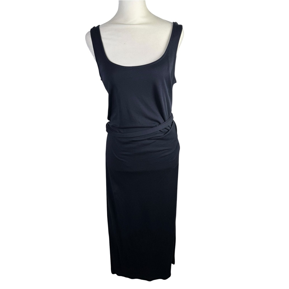 Vince Black Scoop Neck Tie MIDI Tank Dress Size Medium Pima Cotton